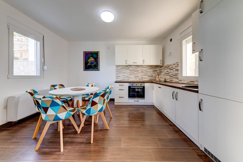 Modern kitchen and dining area