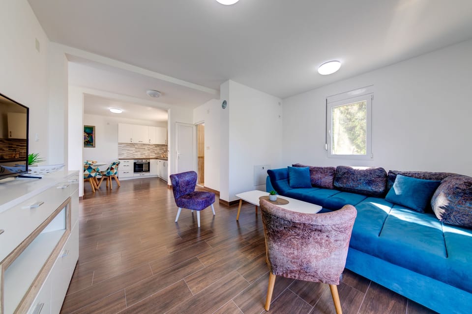 Spacious living room with sofa 