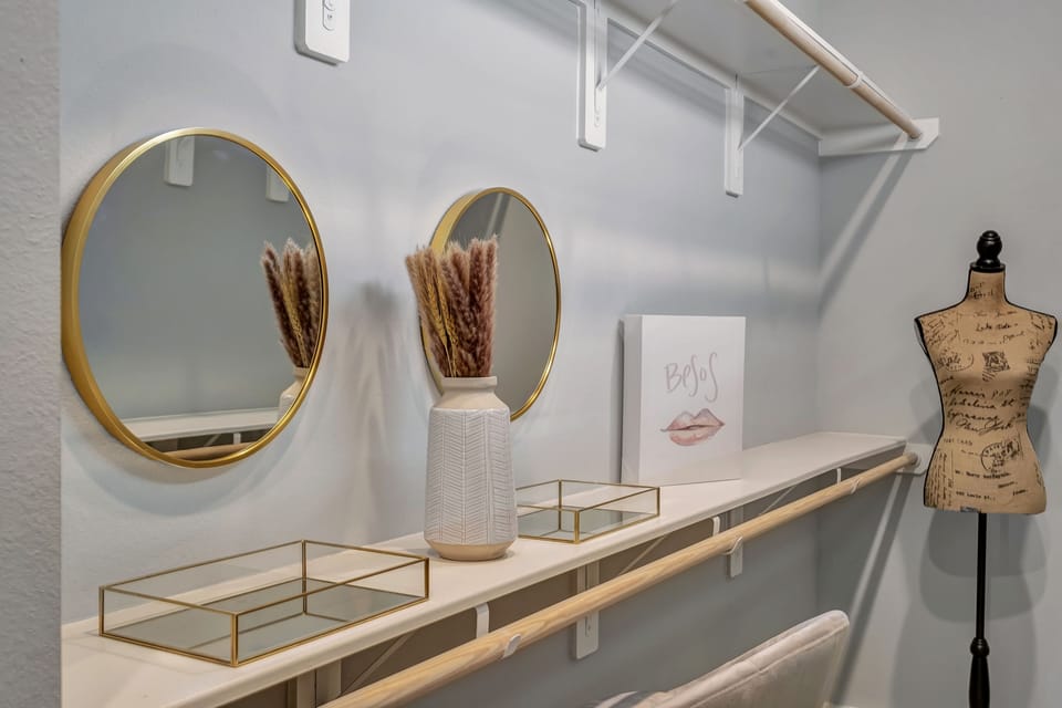Double vanity set up for getting glammed with your girlfriends 