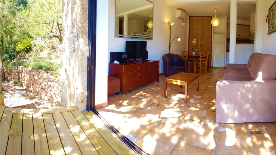 The terrace and living of the apartment.