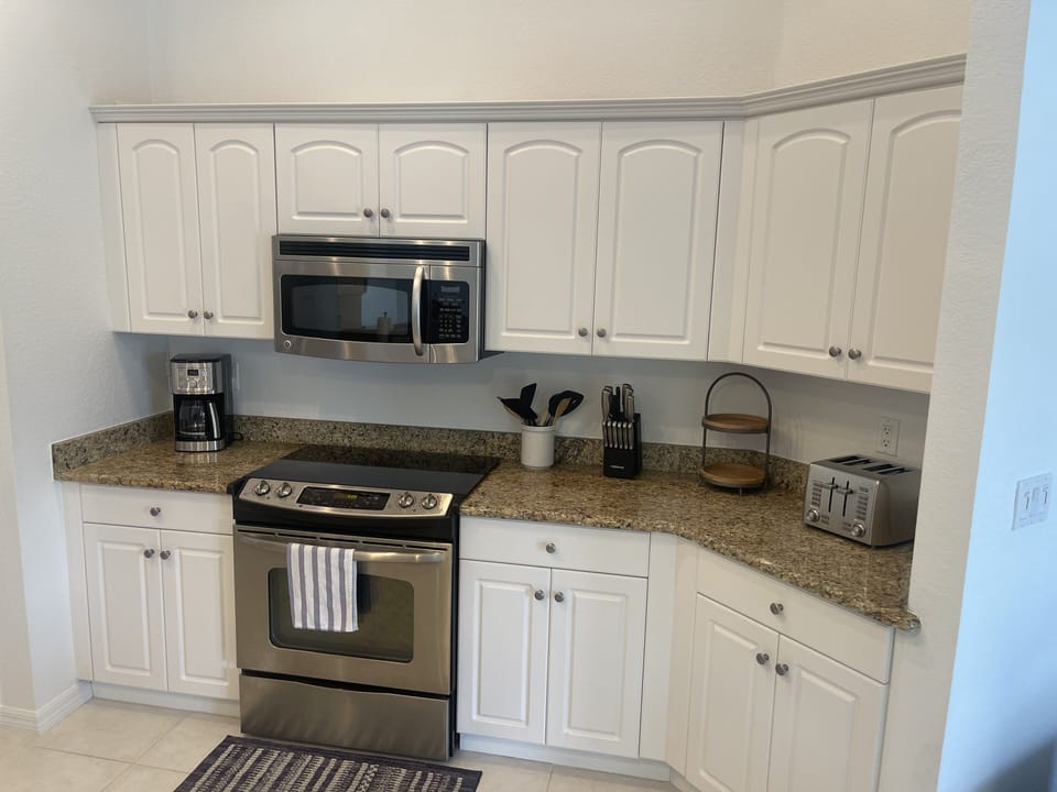 fully stocked to cook your gourmet Dinners granite counter tops