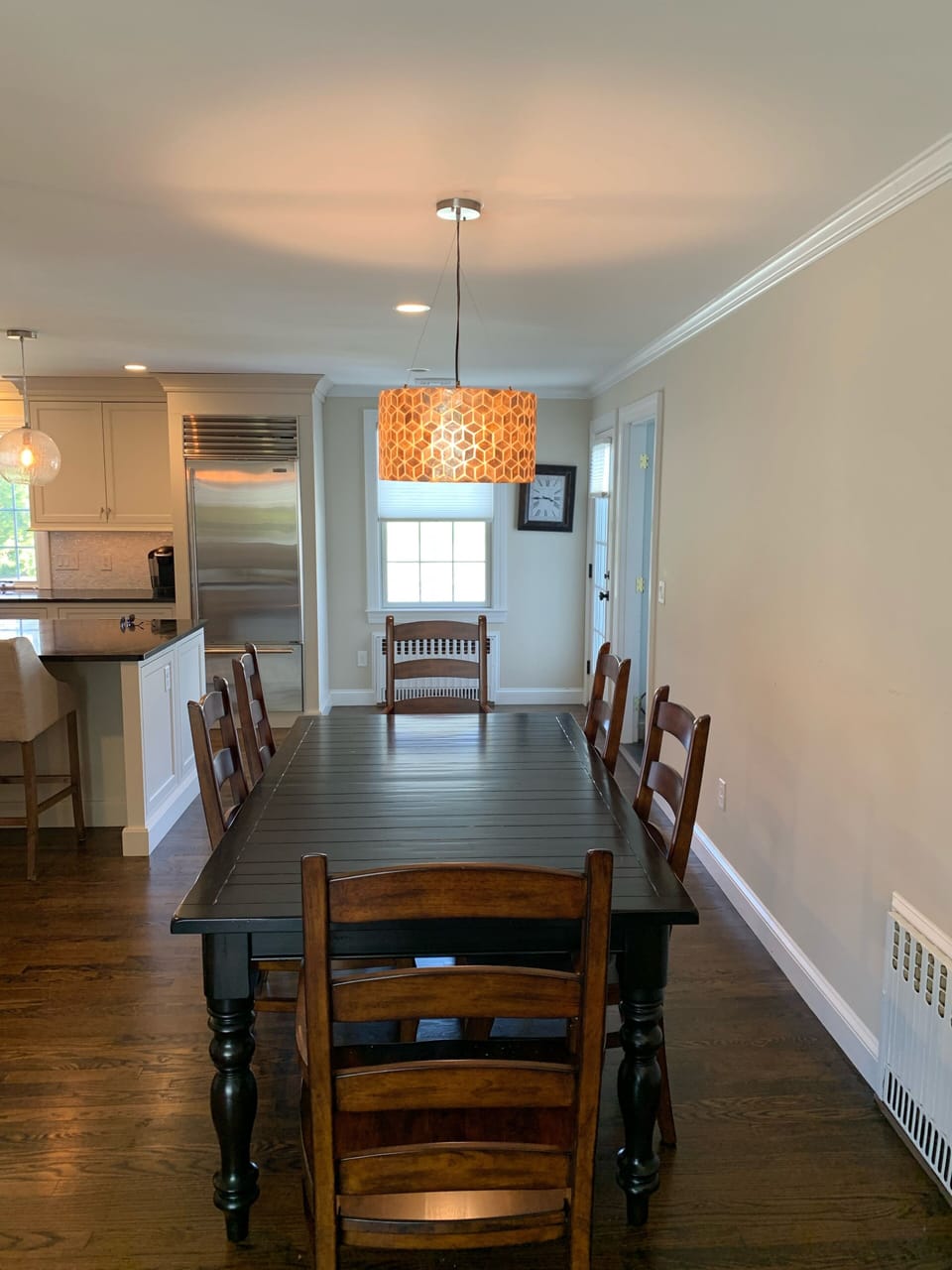 Dining room table can expand to fit eight