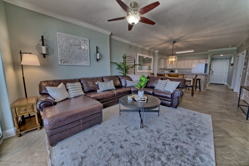 Spacious living room with all new decor
