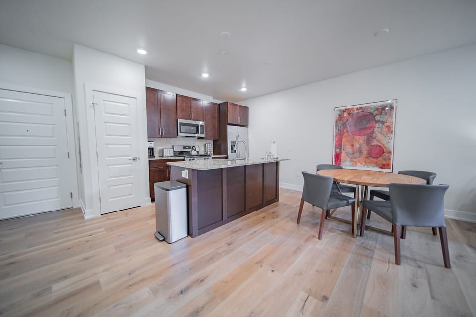 Modern kitchen with cherry cabinets