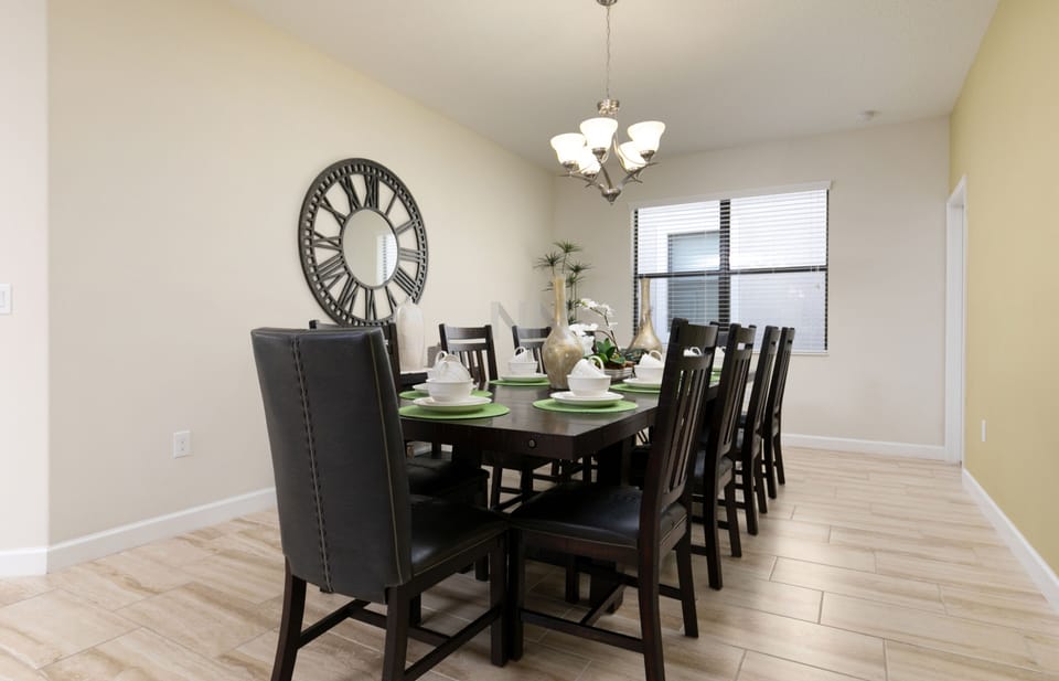 Stylish dining table: Seats 10 for memorable meals with loved ones.