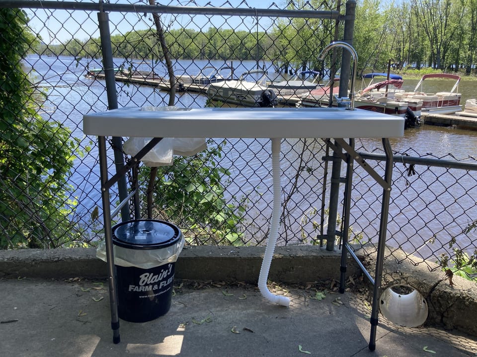 Fish cleaning station.