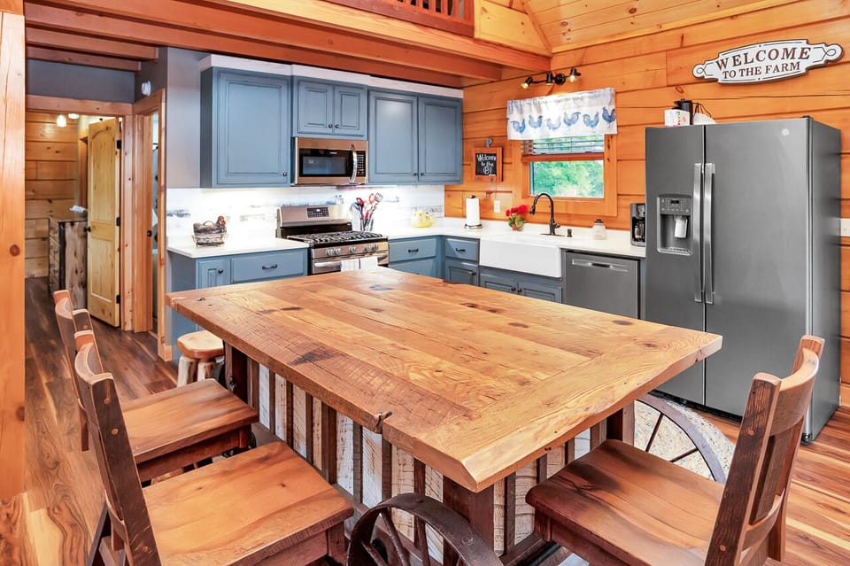 Custom reclaimed red oak island