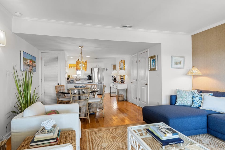 Canal-side charm meets modern elegance in this open concept oasis