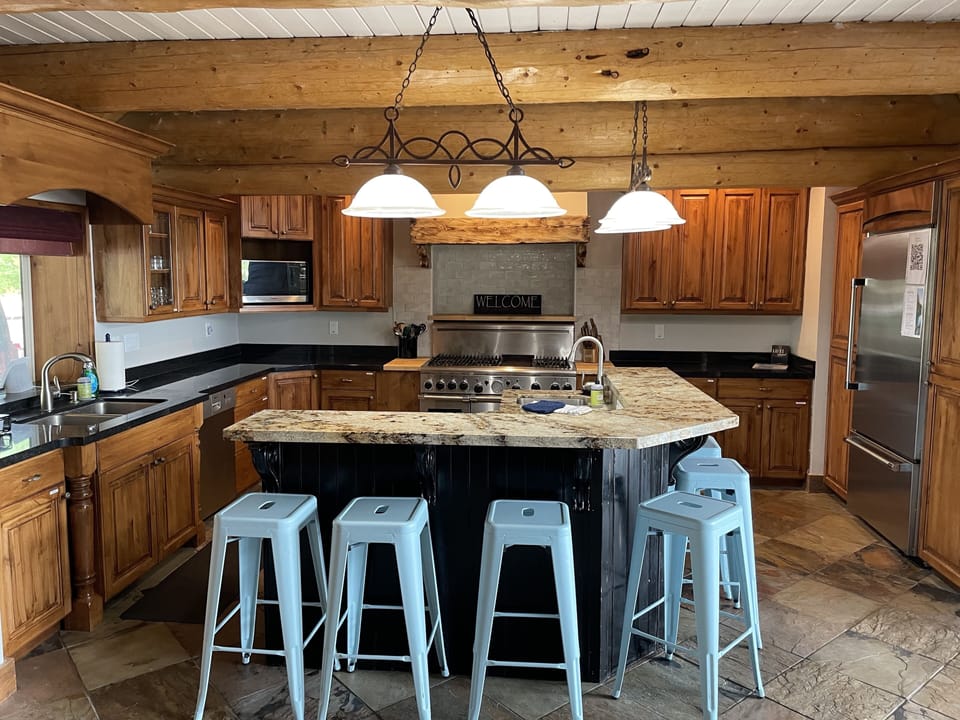 Kitchen with counter seating for 7