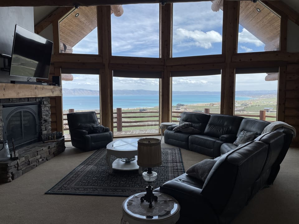 Living room with the most amazing views of the lake!