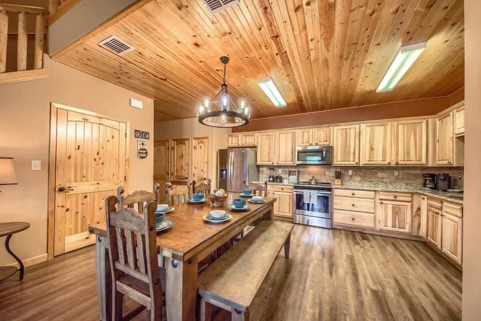 Beautiful open living room/kitchen area/loft.