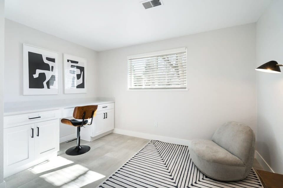 Comfortable desk setup for remote work