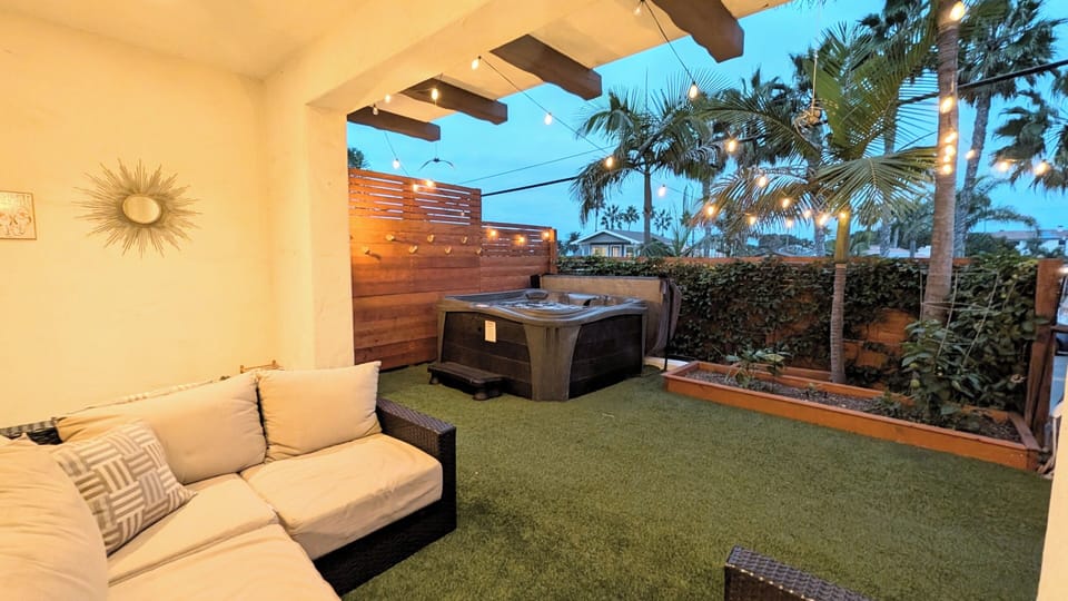 Hot tub is perfect for unwinding after a day at the beach