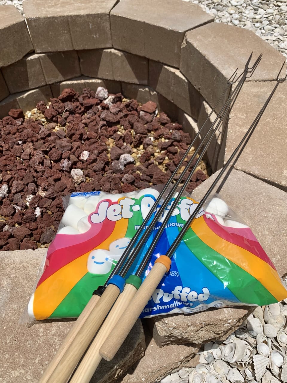 Roasting sticks provded for making s'mores
