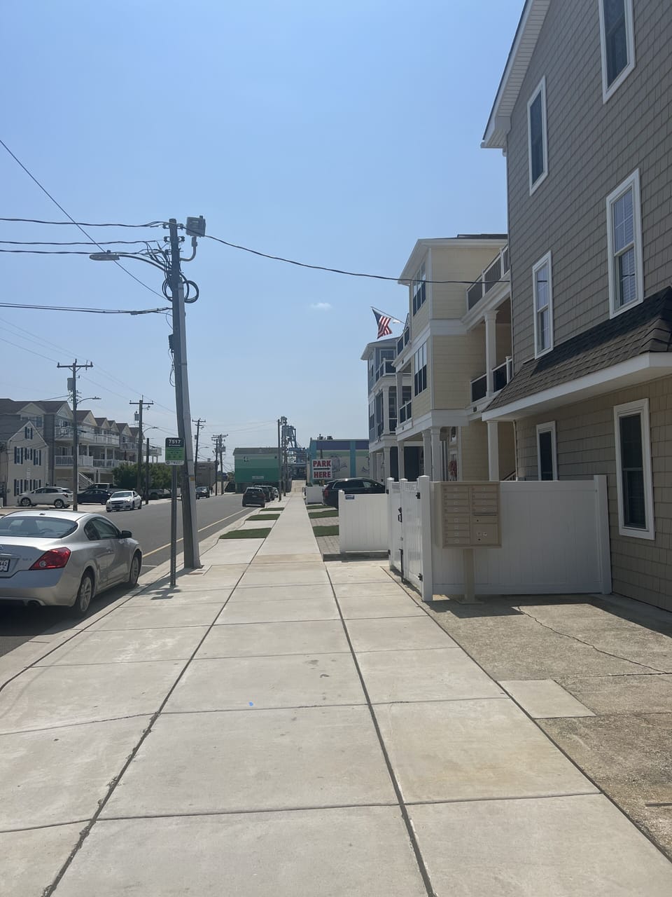 Boardwalk and beach entrance, end of block.