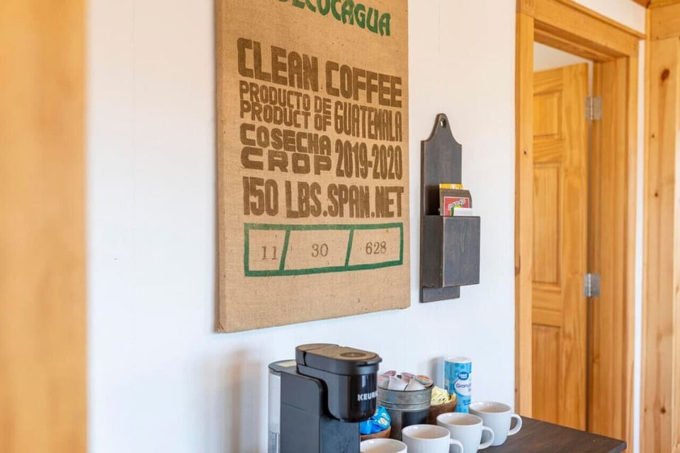Start your day right at our cozy coffee corner, complete with a Keurig and all the essentials to brew your perfect cup.