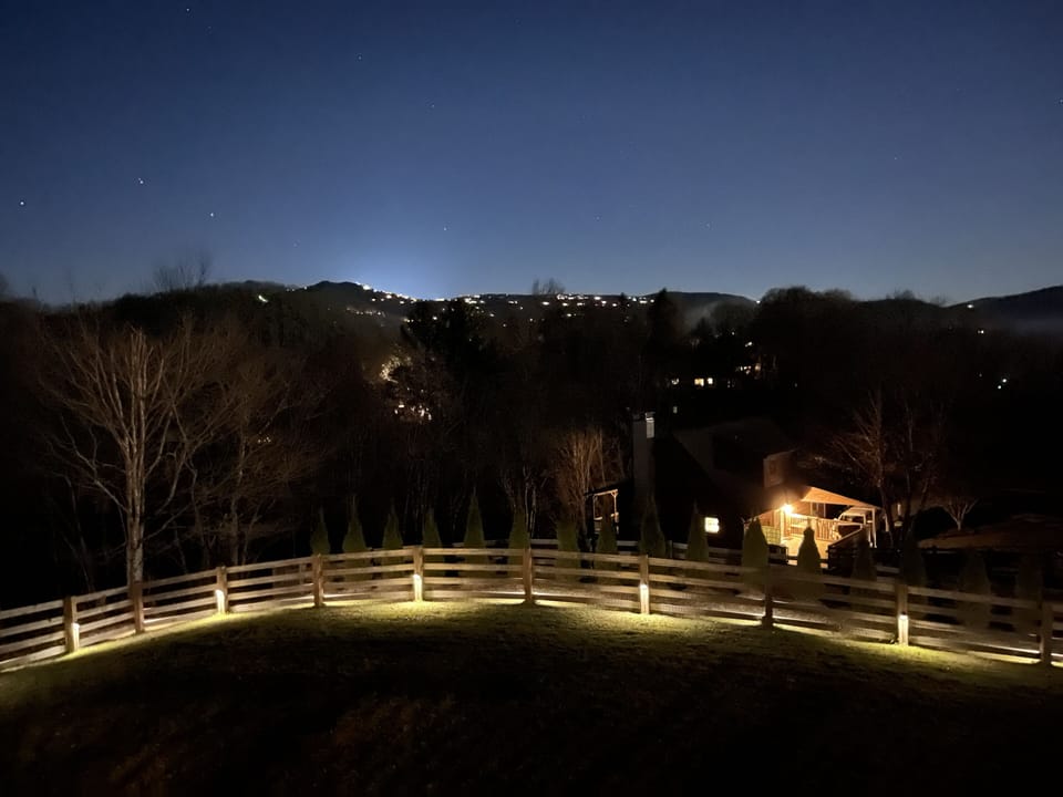 View of Beech Mountain from the balcony at night.