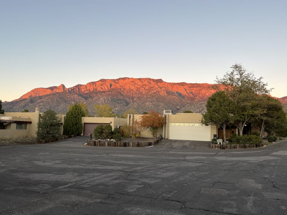 Sunset reflection on the Sandia Mountains