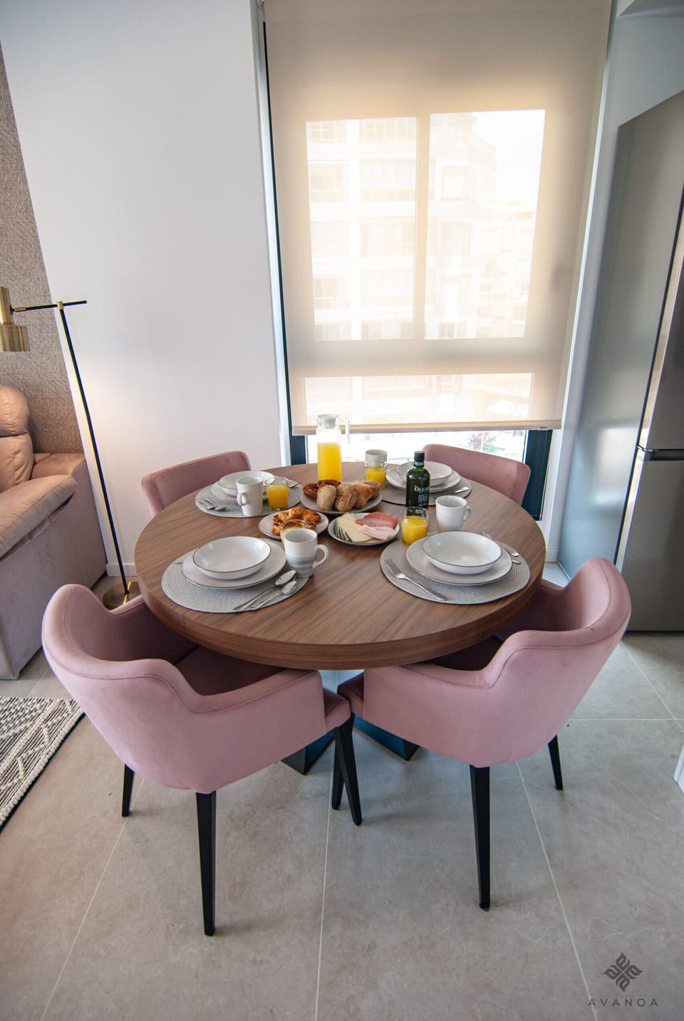 Tastefully furnished, bright living/dining room with fantastic views.