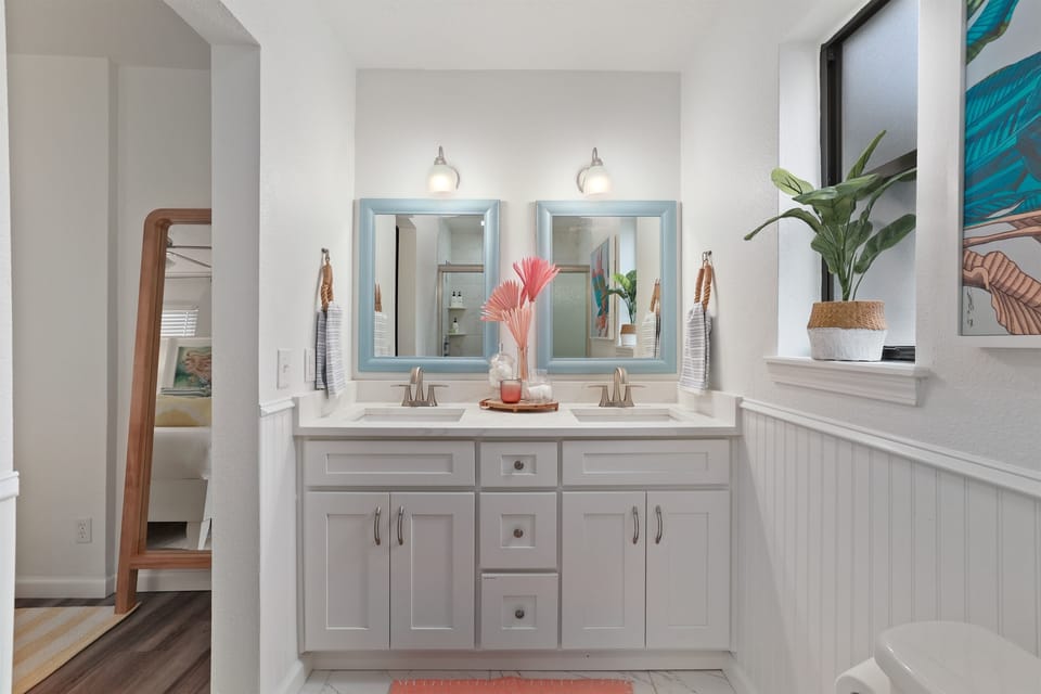 Primary ensuite with dual vanities—space for everyone to get ready with ease