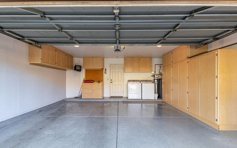 2 car garage with washer dryer