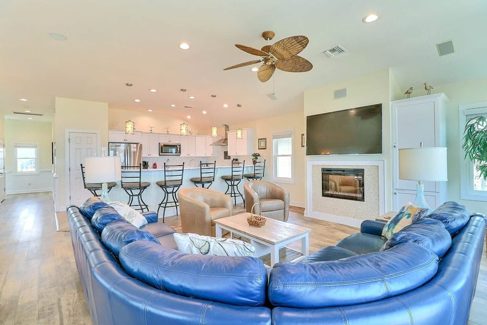 Relax in the Top-Level Living Area with a Flat Screen TV and fireplace!