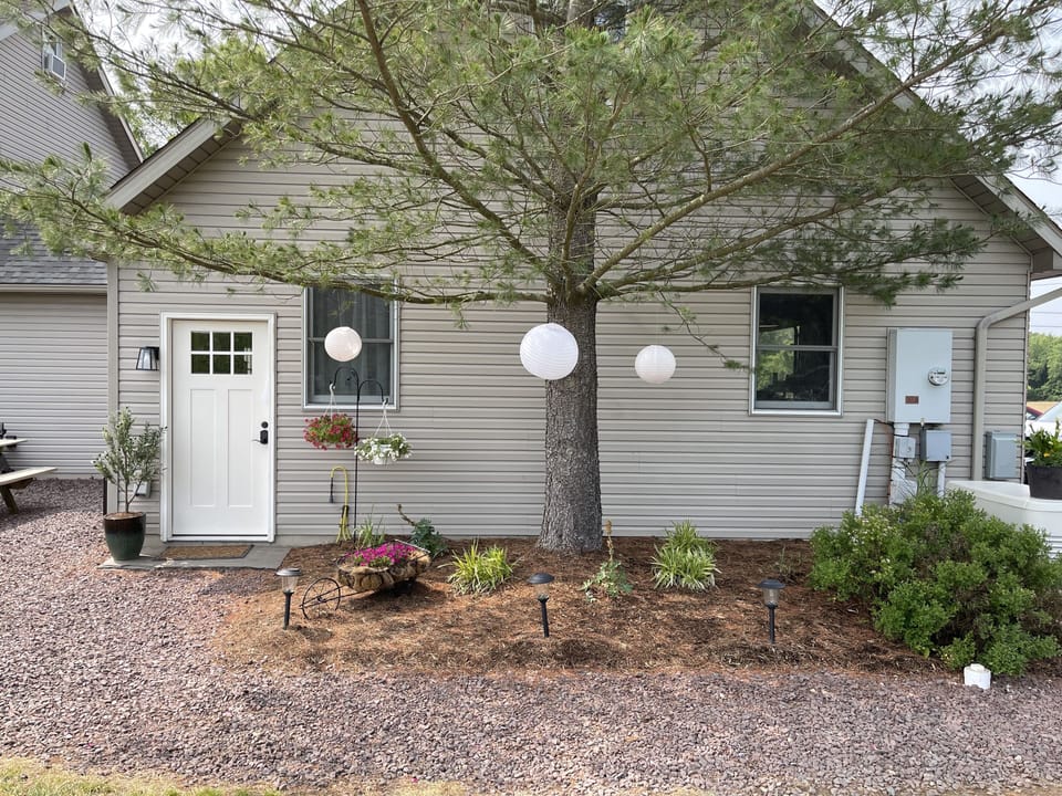 The door on the left of the picture is your entrance into the apartment