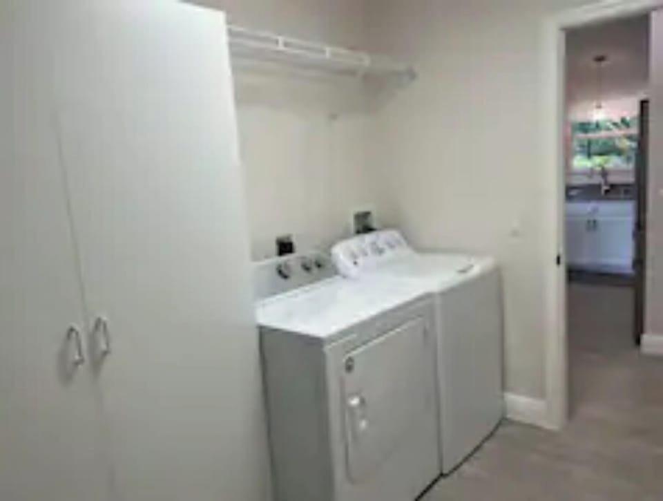 Washer & Dryer are located in the home.