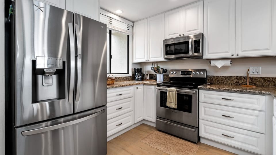 Updated kitchen with stainless steel appliances