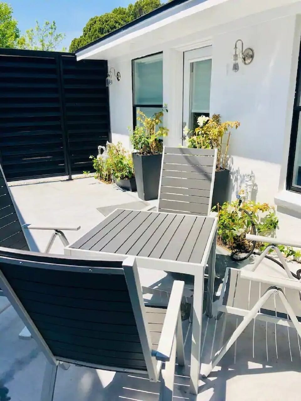 Sunny private patio.