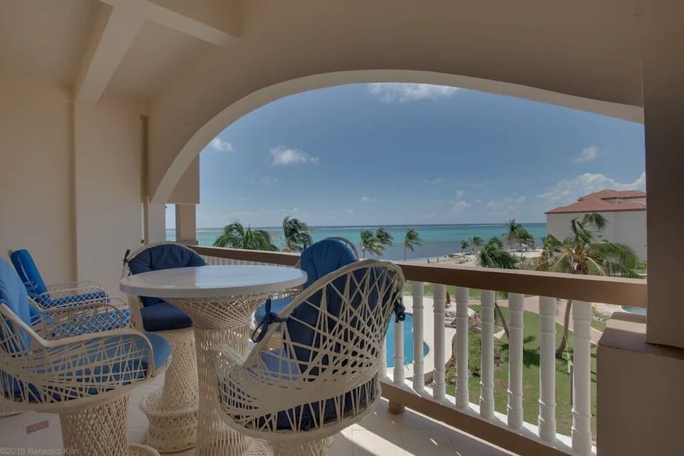 Main level balcony, access from living room and bedroom.