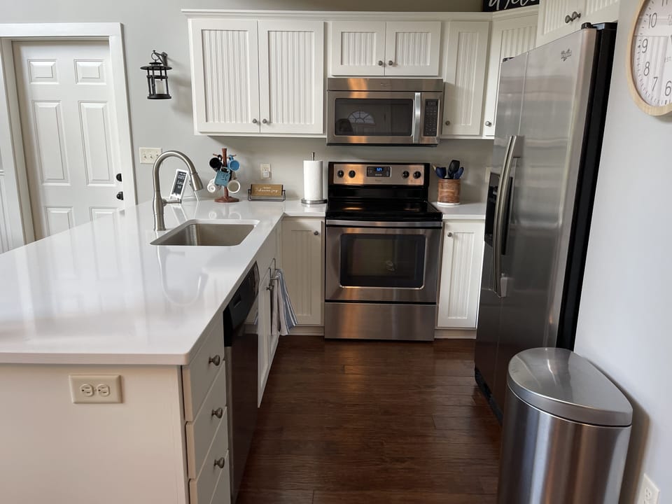 Kitchen with stainless steel appliances