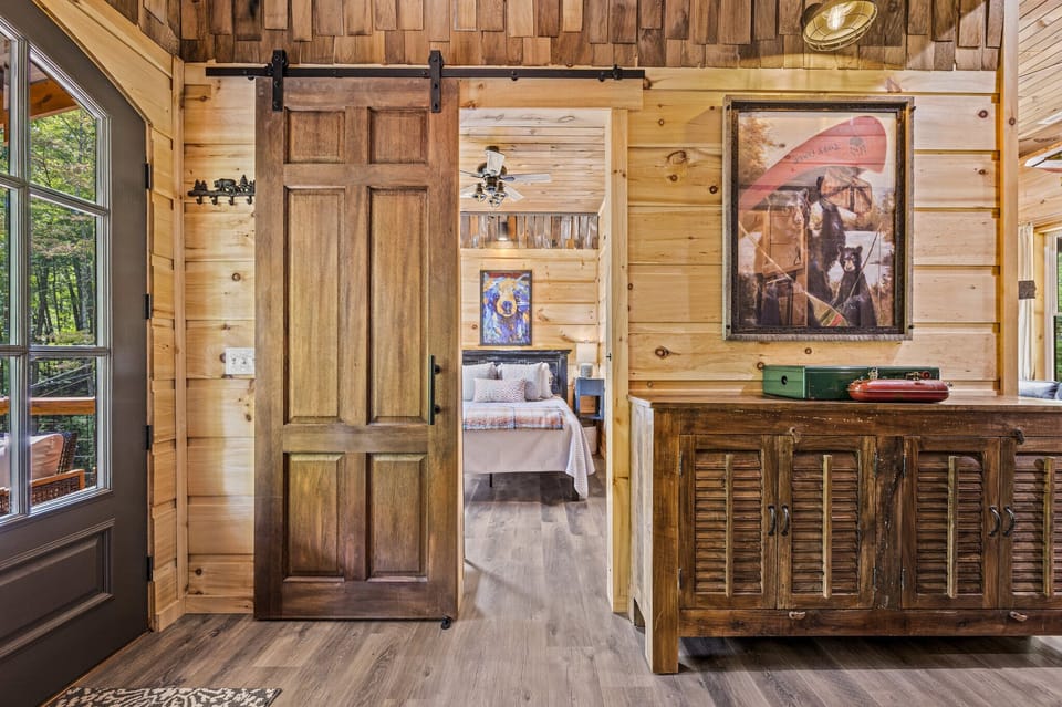 Custom art work in foyer.