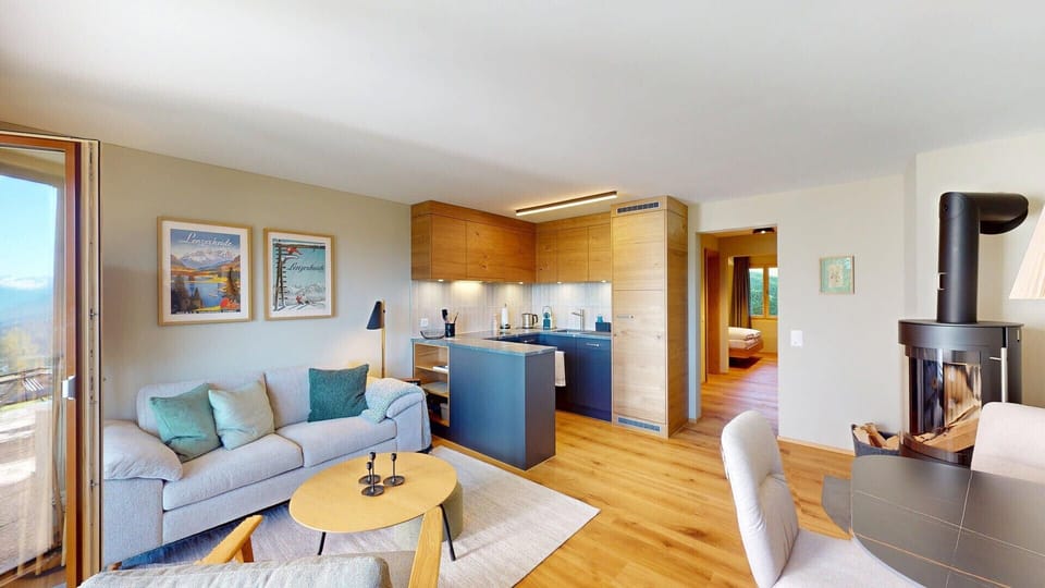 Modern living area with kitchen