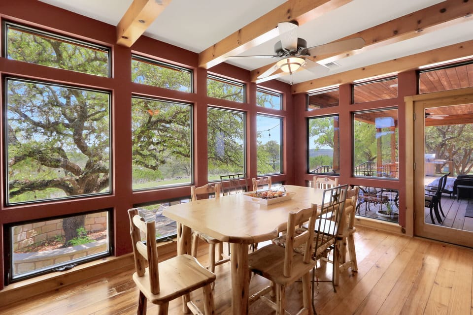 Closer view of dining table.