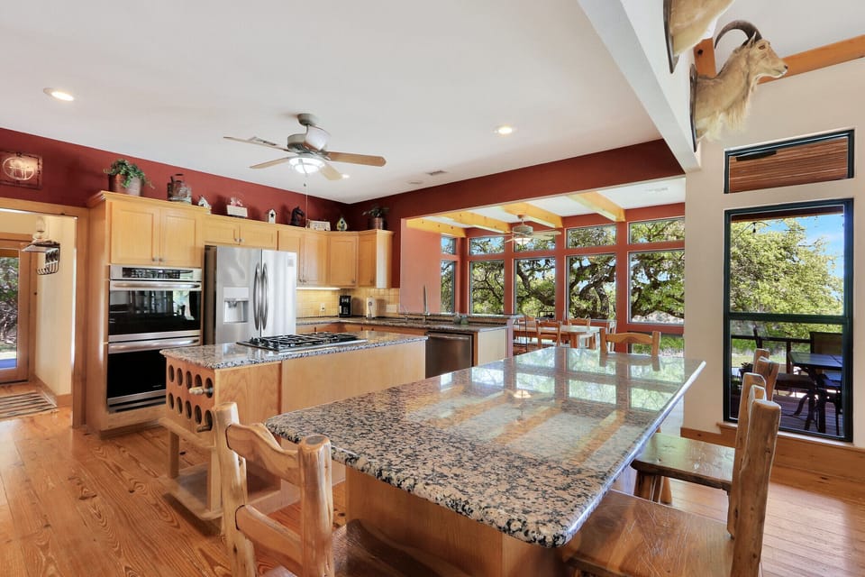 View of kitchen as you walk toward it from the living room.