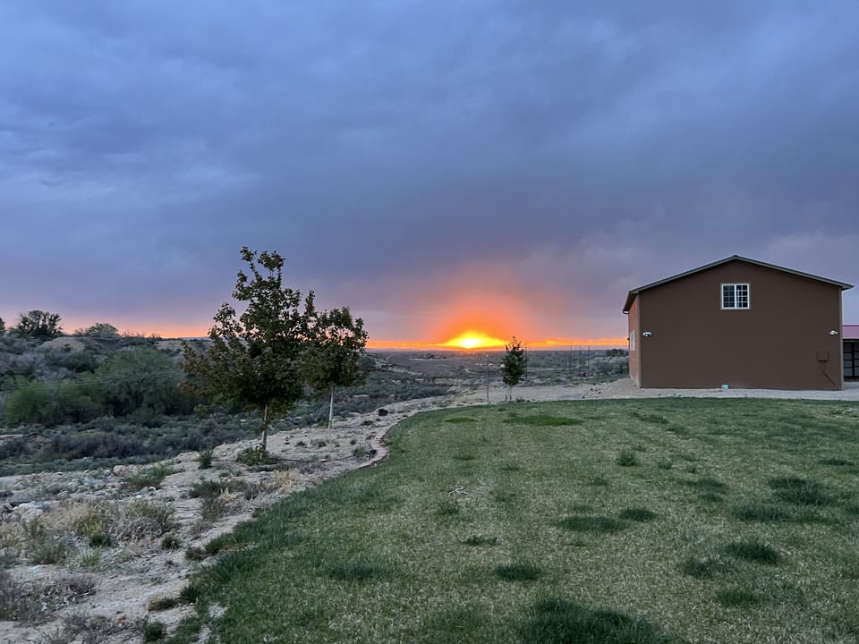Enjoy the beautiful sunset from the outdoor dining table