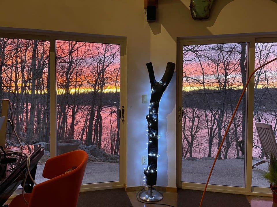 Lodge- Sunset lodge view of lake from great room 