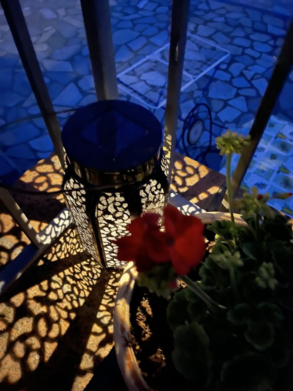 Solar lights on the patio