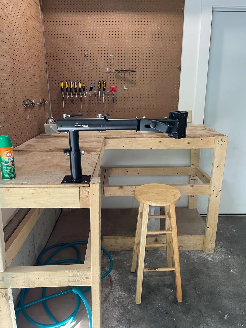 Bike repair stand in the garage