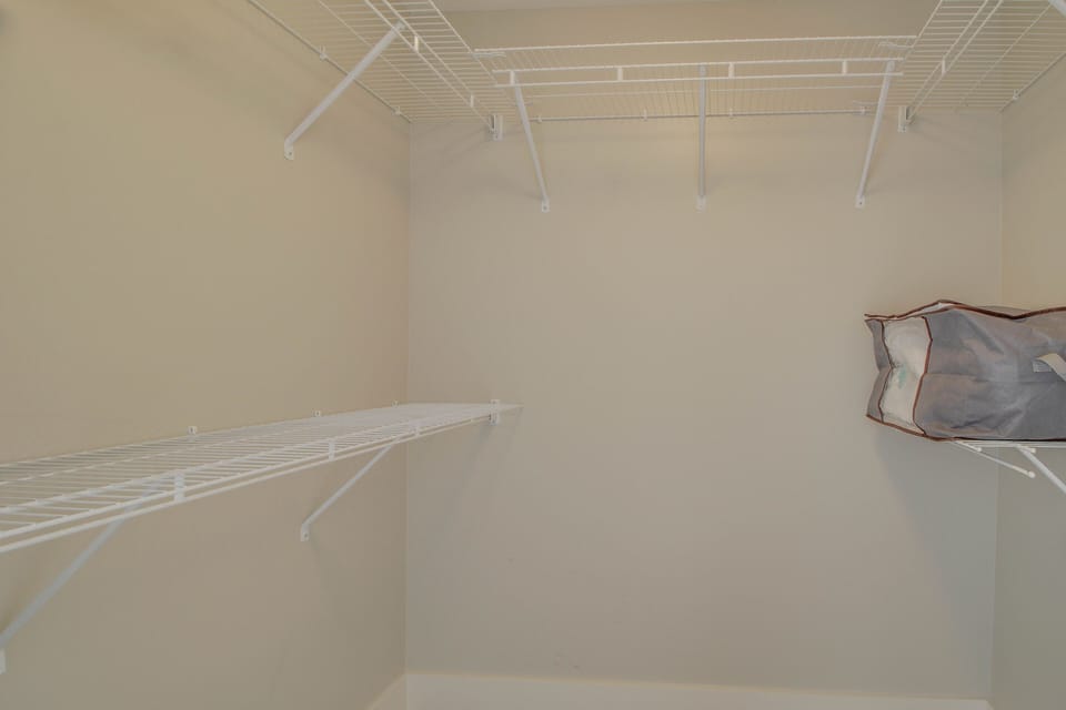 Huge Master Closet supplied with extra pillows + blanket / sheets for the sleeper sofa + hangers!