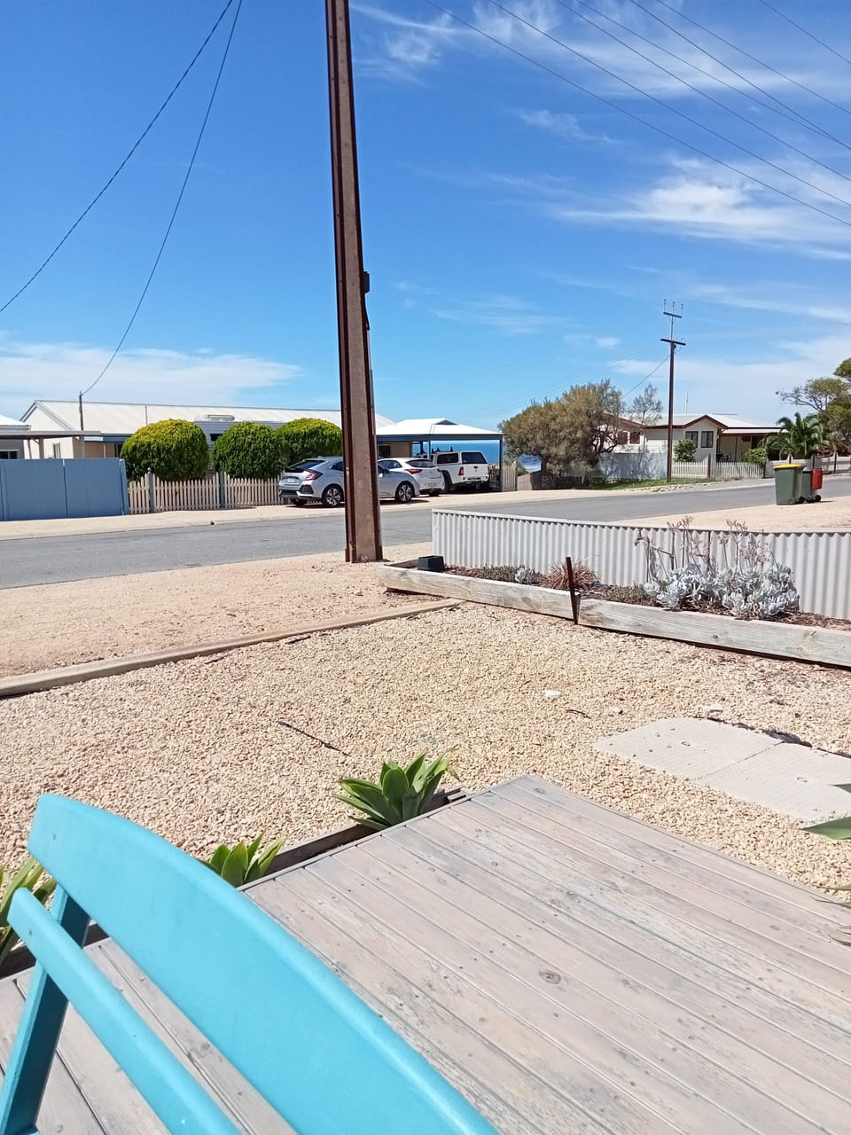 View from the front deck, with a glimpse of the water!