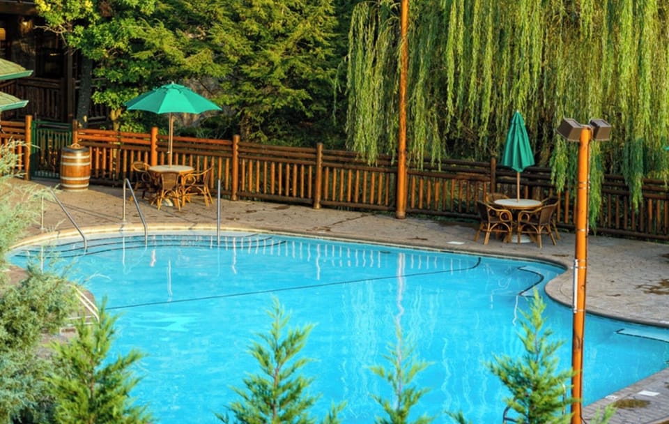 One of three swimming pools on site