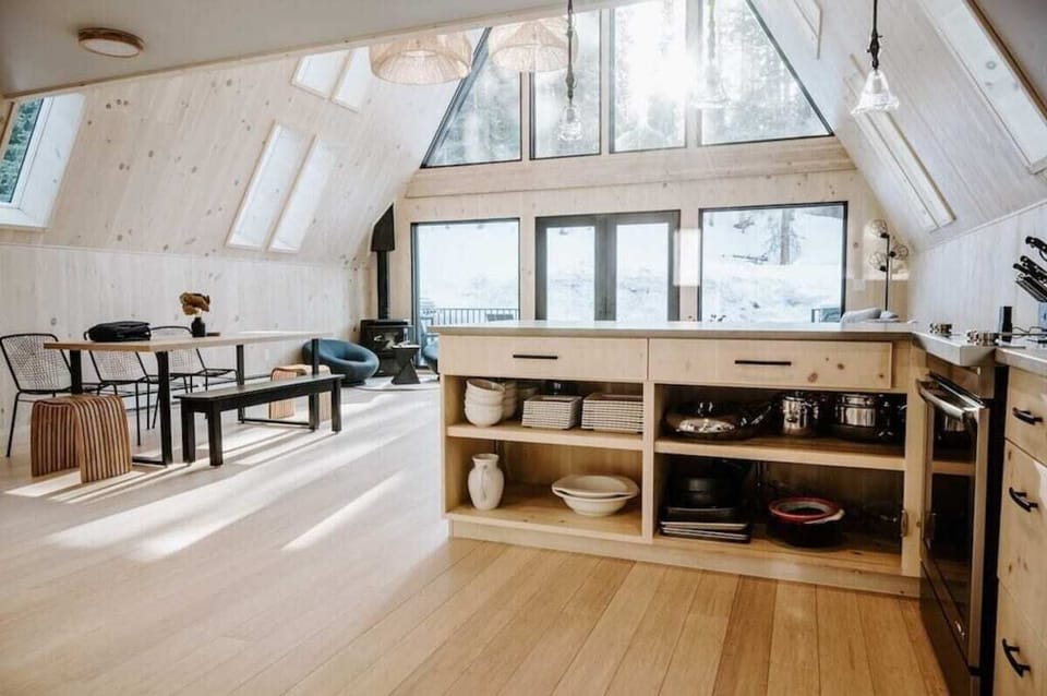 Kitchen opens to dining and living room