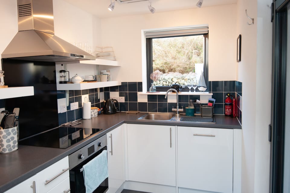 Kitchen with dishwasher and induction hob