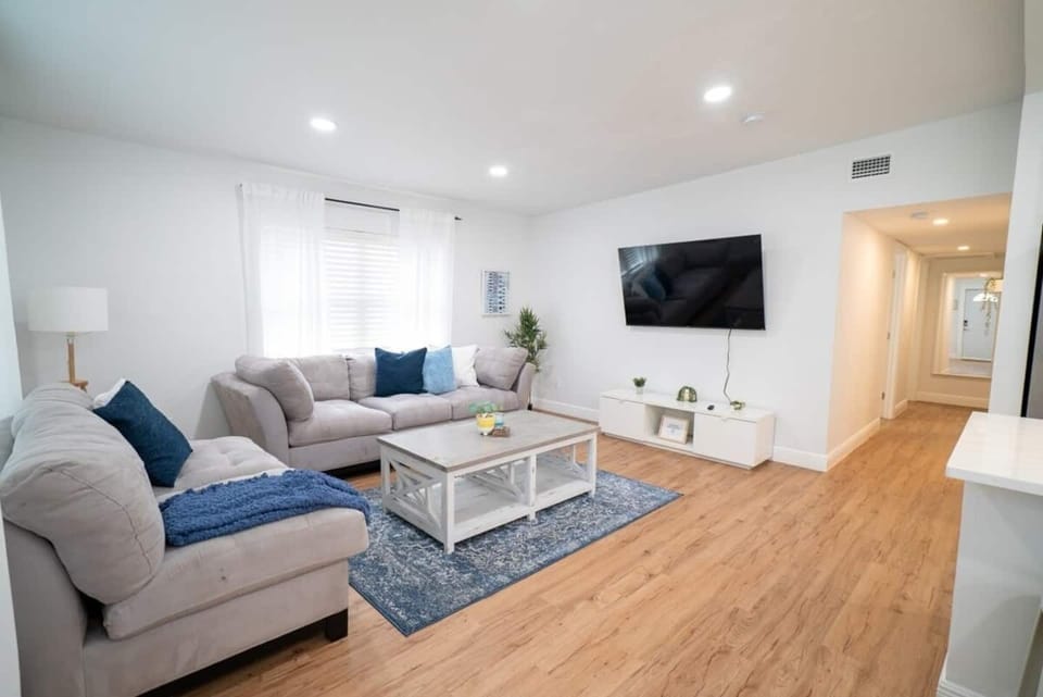 Cozy living room area with TV (Roku)