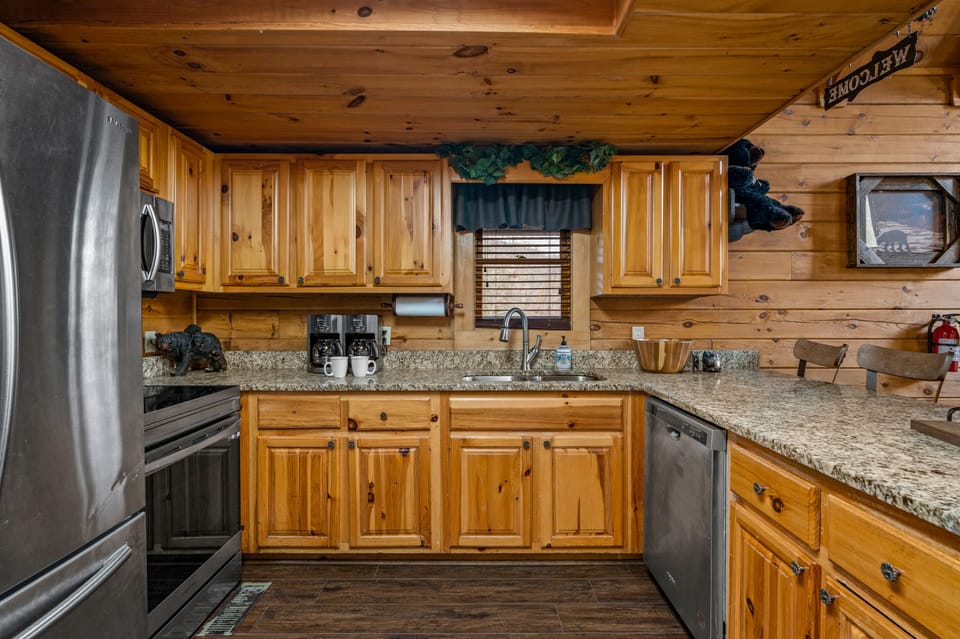 We have fully stocked kitchen equipped with stainless steel appliances.