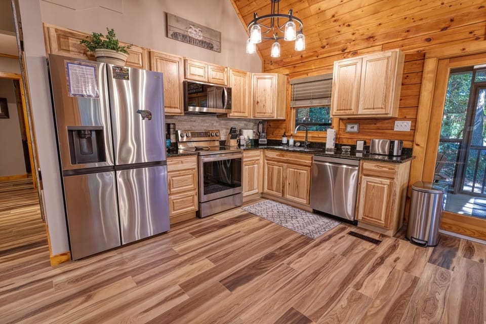 Spacious, well-appointed kitchen has everything you need for cabin cooked meals.