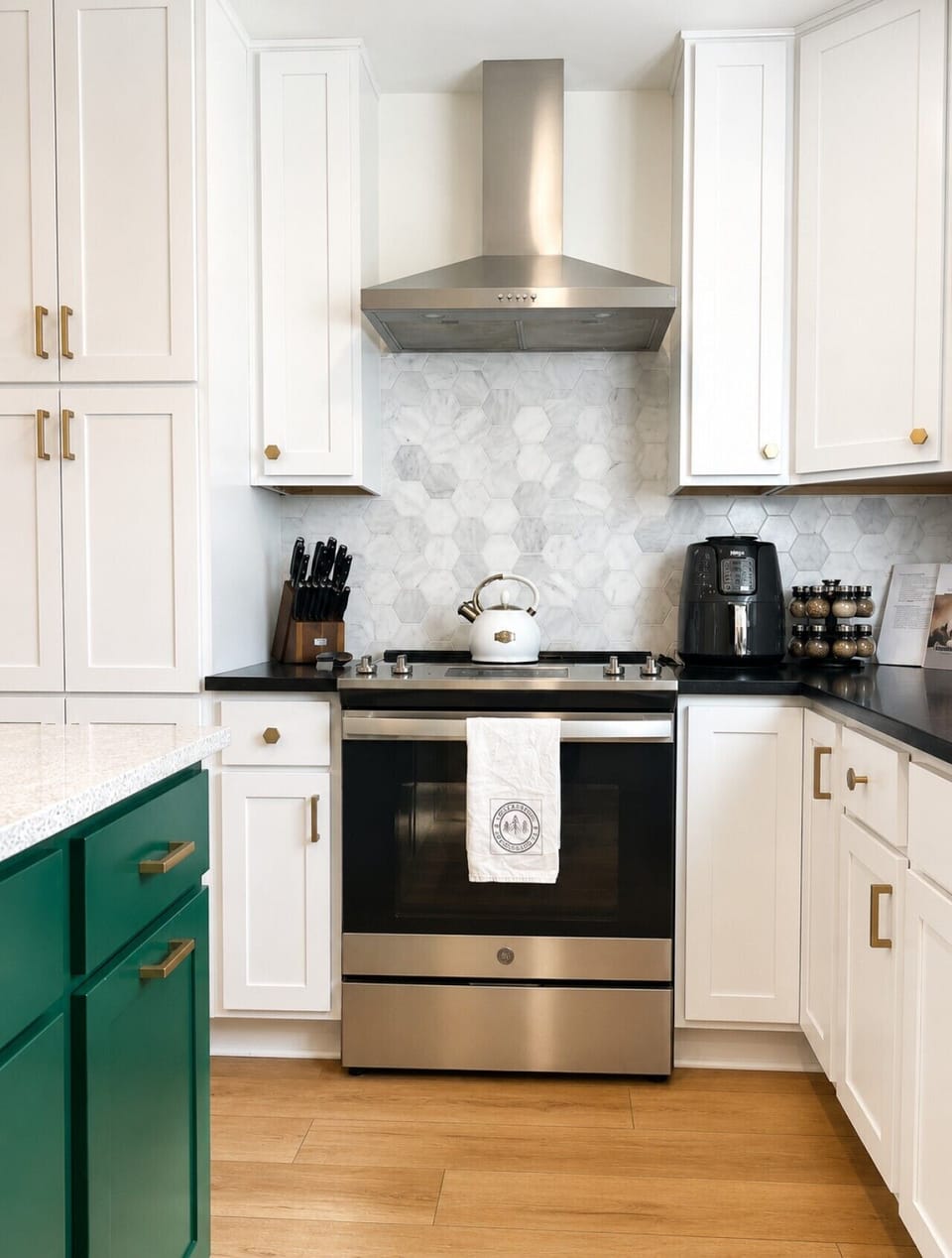 Our kitchen includes an air fryer, spices, a panini maker and so much more