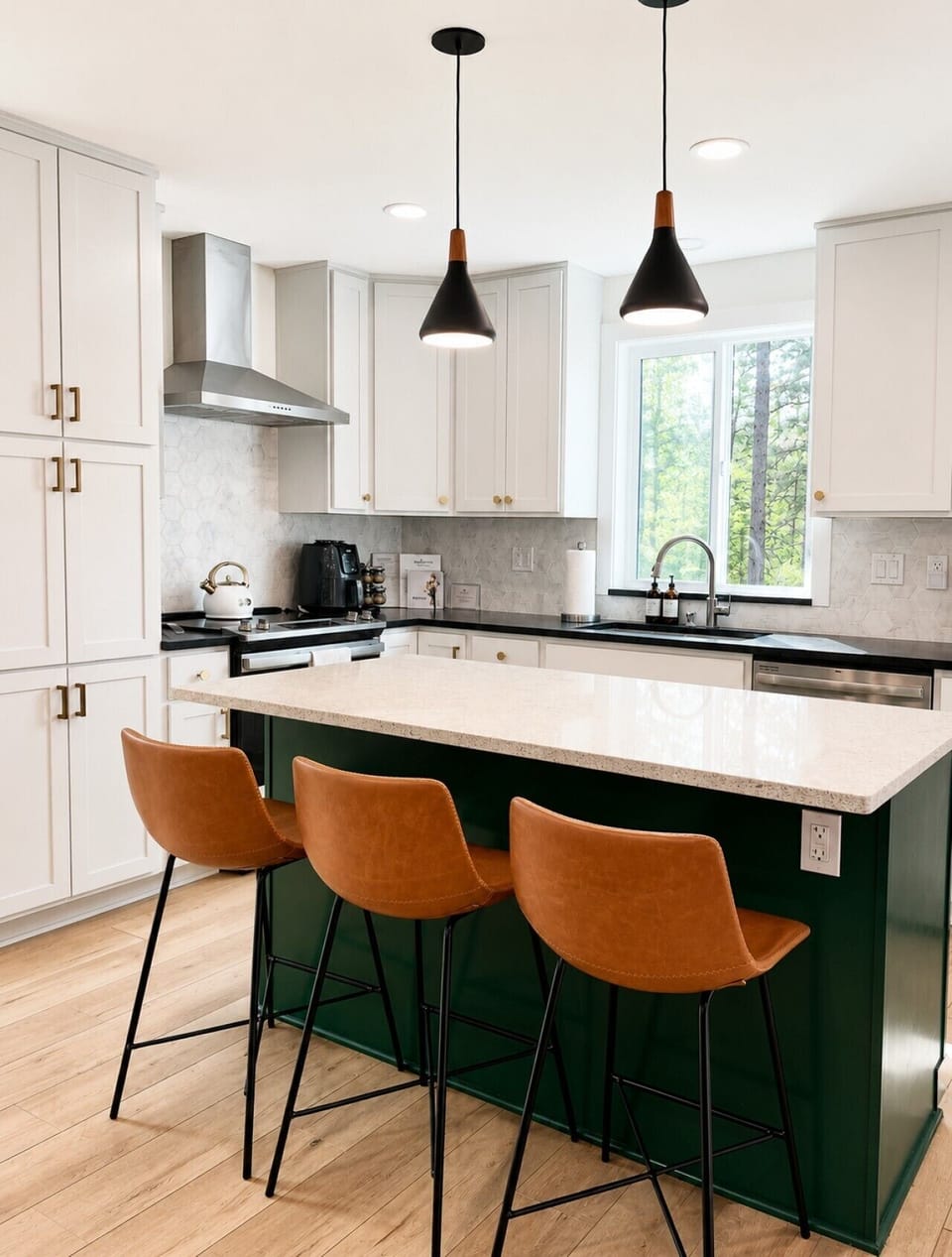 This large kitchen island is perfect for serving pancakes to the little ones in the morning
